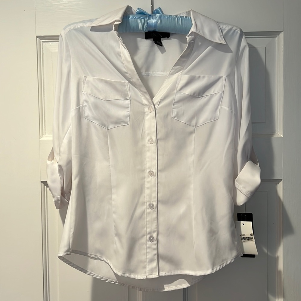 BCX White Button Down Blouse